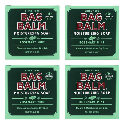Bag Balm Bar Soap, Mega Moisturizing, Rosemary Mint, 3.9oz Per Bar (4 Pack)