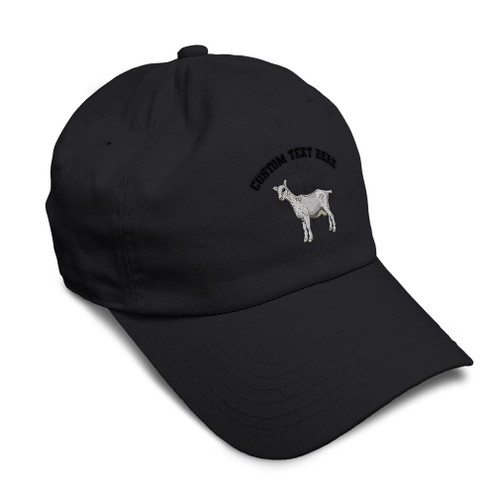 Custom Soft Baseball Cap Saanen Goat Embroidery Farm and Domesticated Animals Twill Cotton Red Tractor Dad Hats for Men & Women Black Personalized Text Here