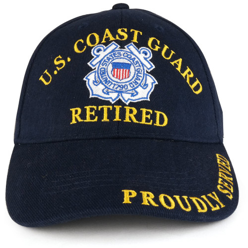 US Coast Guard Retired Embroidered Structured Cotton Twill Baseball Cap - Navy