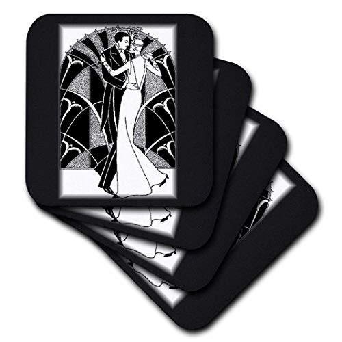 3dRose Art Deco Dancing Couple-Soft Coasters, Set of 4 (CST_41536_1)