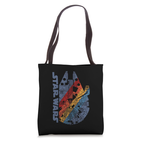 Star Wars Millennium Falcon Retro Rainbow Fill Tote Bag
