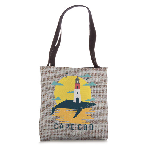 Cape Cod Nauset Lighthouse Vacation Sunset Whale Tourist Tote Bag