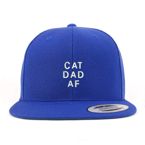 Trendy Apparel Shop Cat Dad AF Structured Flatbill Snapback Cap - Royal