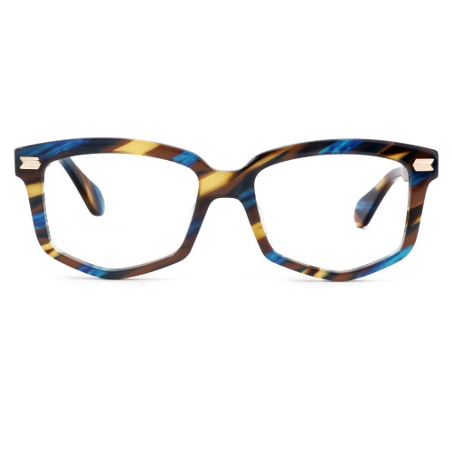 Zeelool Vintage Geometric Glasses Acetate Frame for Women with Non-prescription Clear Lens Geri ZWA314324-03 Blue