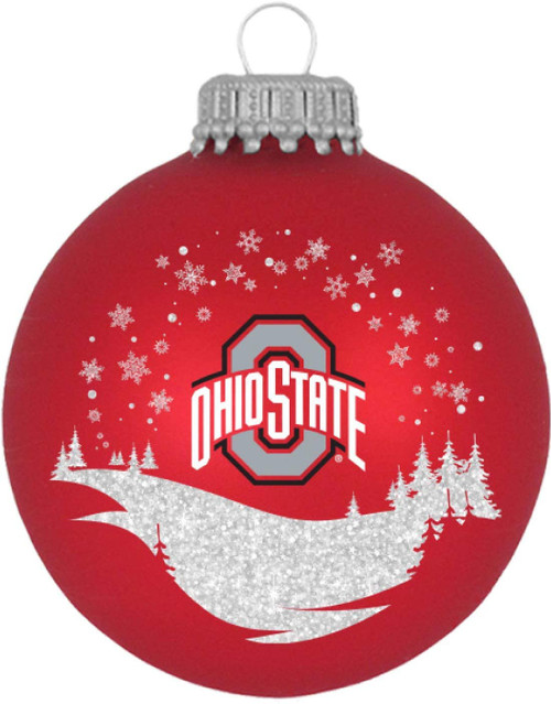 RFSJ Ohio State Buckeyes Blown Glass Ornament, Red