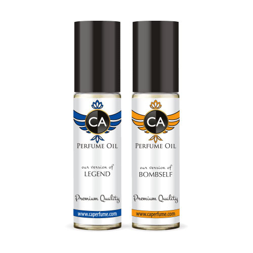 CA Perfume Impression of Legend for Men + Impression of Bombself for Women Travel Size Roll on 0.3 fl oz-X2