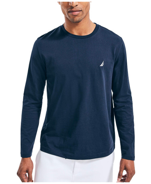 Nautica mens Nautica Men's J-class Logo Long Sleeve T-shirt T Shirt, Navy, Medium US