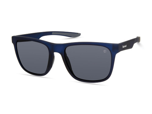 Timberland Men's Square Sunglasses, Blue/Other/Smoke Polarized, 55mm