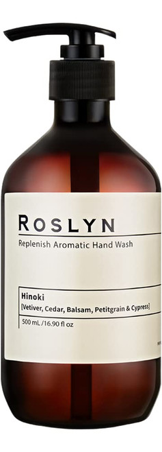 ROSLYN Aromatic Hand Wash, Scented Liquid Hand Soap, Pack of 1, 16.9 fl oz, Hinoki, 100% Vegan