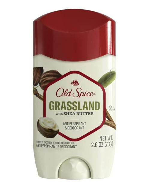Old Spice Men's Antiperspirant & Deodorant Grassland with Shea Butter, 2.6 oz (Pack of 3)