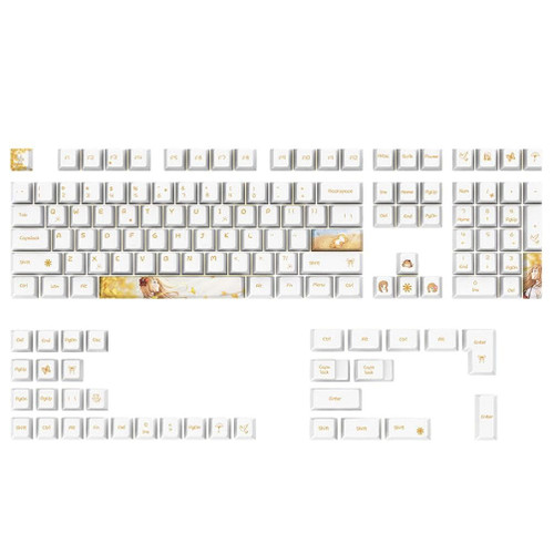 Cherry Height Keycaps for 108-Key 5-Side Dye Sublimation PBT Mechanical Keyboard Keycap Fit for 61 64 84 87 96 98 Keypad Mechanical Keycaps Pbt Cute White