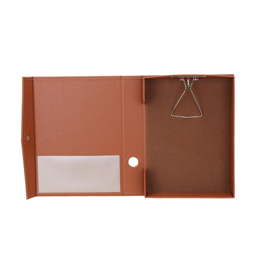 AOKWAWALIY File Clipboards Paper File Holder A4 Document Holder Profile Clip File Folder A4 Document Organizer A4 Document Folder Metal Clipboard Faux Lether Document Holder Pu Booklet Office