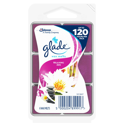 Glade Wax Melts Refills, Room Aromatherapy Wax with Essential Oils, Relaxing Zen, 6 Refills