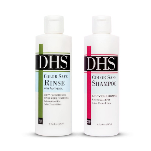 DHS Color Safe Shampoo and Rinse Set - Safe for Color Treated Hair, Fragrance free and Dye free, Color protecting for all hair types, 8 oz (Set of 2)