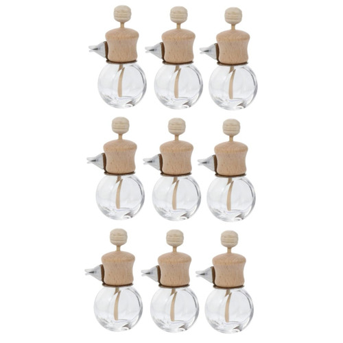 VICASKY 9 Pcs Car Perfume Empty Bottle Car Vent Clip Air Freshener Glass Diffusers for Essential Oils Auto Perfume Diffuser Bottle Air Vent Car Diffuser Vintage Decor Wood Mini Accessories