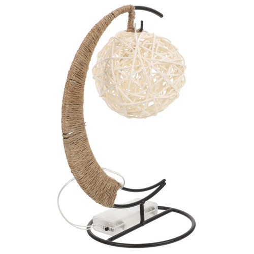 SOESFOUFU Moon Takraw Lantern Table Lamp Enchanted Lunar Night Light Decorative Lamp Boho Lamp Bedroom Lamp Desk Lamp Bohemian Lamp Night Light Lamp Bedroom Decor Iron LED Rattan Lamp