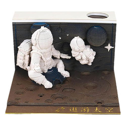 AOKLEY Calendario Astronaut 3D Memo Pad DIY Sculpture Notes 3D Paper Art Notepad Paper Carving Art Craft Desktop Decoration for Home Office School Planner