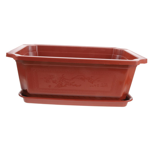 BESTOYARD Flowerpot Plastic Vegetable Planters Bonsai Pots with Drainage Tray Bonsai Container Rectangle Flower Pots Rectangular Plant Pots Outdoor Orchid Pot with Brake Office Vegetable Box
