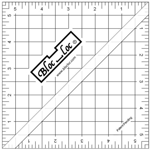 Bloc Loc Half Square Triangle Multiple-Size 5-1/2" Quilting Ruler with Grid Lines for Quilters