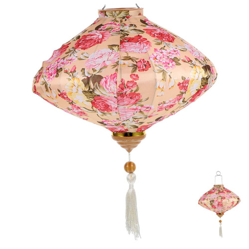 Happyyami Lanterns Home Decor Wedding Decor Festival Pendant Floral Lantern New Year Decor Household Lantern Pendant Spring Festival Lantern Chinese Lantern Iron Wire Cloth Chic