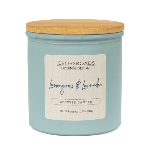 Crossroads Lemongrass & Lavender Colored Glass Candle, 14 Oz