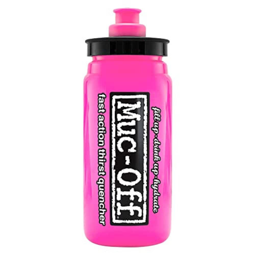 Muc Off Elite Fly Pink Water Bottle, 550 Millilitres - Lightweight, BPA-Free Sports Bottle With Ergonomic Cap For Easy Liquid Flow - 100% Recyclable