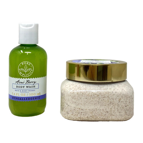 Bath & Body Works Acai Berry Duo Set - Body Wash 3.4 fl oz / 100 ml and Body Polish 8 fl oz / 236 ml. Bath & Body Works Acai Berry Duo Set - Body Wash 3.4 fl oz / 100 ml and Body Polish 8 fl oz / 236 ml.