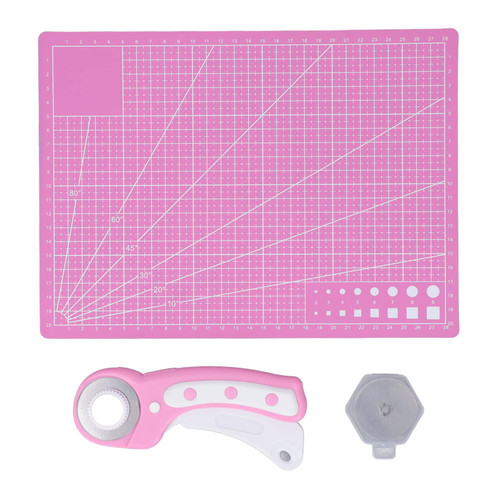 Rotary Cutter Set 45mm Rotary Cutter and Mat Sewing Quilting Kit with 5 Replacement Cutter Blades for Beginner Sewing Leather Fabric
