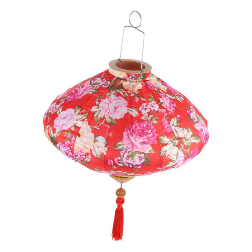 Happyyami Lanterns Home Decor Wedding Decor Chinese Lantern Floral Lantern Chinese Traditional Lantern Home Hanging Ornament. Iron Wire Lantern Festival Pendant Outdoor Cloth Flower Lantern