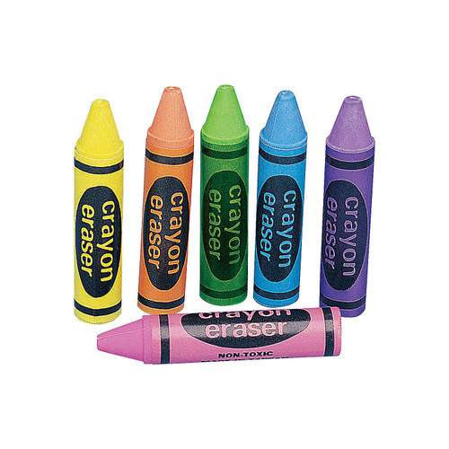 Bulk Crayon Erasers - 72 Pack - Teacher Rewards, Classroom Handouts, Party Favors and School Supplies