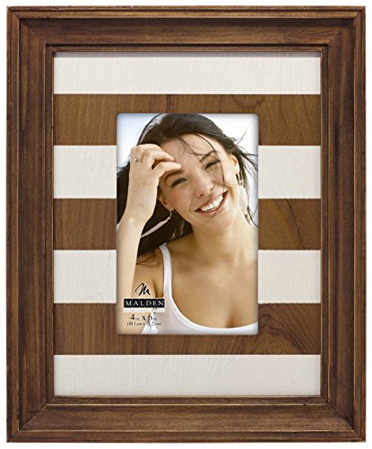 Malden International Designs Rustic Wood With Wood And White Mat Picture Frame, 4x6, Brown