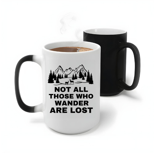Gift For Adventurers Not All Who Wander Compass Scout Camping Happy Camper Vacation Mountain 11oz 15oz Color Changing Mug