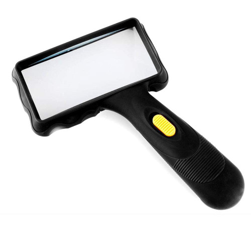 LKJGHG 10X Rectangular Magnifying Glass, 6.5 x 4.5 Inch Handheld Magnifier, Scratch Resistant Glass Lens for Seniors Reading, Hobbies, Repair, Observation