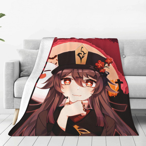 Game HuTao Blanket Ultra Soft Flannel Throw Blanket Cozy Warm Fuzzy Plush Blankets for Kids Boys Girls Adults Birthday Gifts for Sofa Couch Bed Decorative 50"x40"