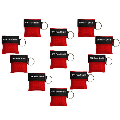JTKENS 50 pcs New Red CPR Face Shield with Keychain Kit One-Way Valve CPR Breathing Barrier for First Aid or AED Training