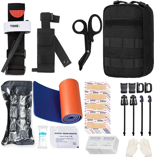 Emergency Survival Kits, Tactical Military Trauma First Aid Kit, Molle EMT IFAK Pouch Outdoor Gear Tourniquet Bandage Bleeding Control Kit for Camping Hiking Hunting Travel Car Adventures (Black) Emergency Survival Kits, Tactical Military Trauma First Aid Kit, Molle EMT IFAK Pouch Outdoor Gear Tourniquet Bandage Bleeding Control Kit for Camping Hiking Hunting Travel Car Adventures (Black)