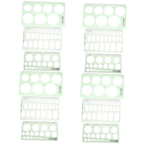 KALLORY 12 Pcs Geometric Measurement Drawing Template Ruler Drafting Circle Templates Oval Templates Circle Stencil Students Drawing Template Drawing Tool Quilting Plastic Drawing Supplies