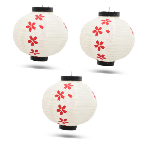 3pcs Japanese Style Cherry Blossom Lantern Paper Lanterns with Lights Hanging Paper Lanterns Japanese Lanterns Outdoor Japanese Style Lantern Silk Cloth Hanging Lantern