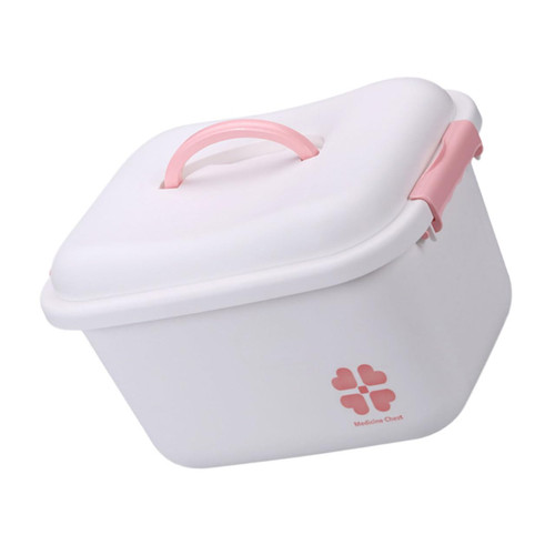 Alipis 1pc Plastic Medicine Box Medicine Storage Cabinet Portable Storage Box Family Medicine Box Plastic Organizer Box Portable First Aid Kit Portable Medicine Case Emergency Case White