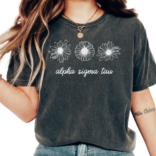 Alpha Sigma Tau Tshirt | Alpha Sigma Tau Minimalist Floral Sorority Shirt Multi
