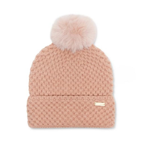 STEVE MADDEN Women's Waffle Knit Beanie with POM, Blush