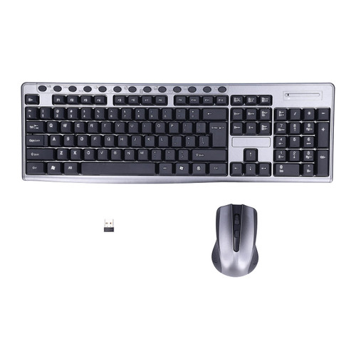 Keyboard Mouse Combo,Wireless Stable Connection Ultra?Thin Design 2.4G 104 Keys Computer Accessories,for Windows, Computer, Desktop, PC, Notebook, Laptop (Light Black)