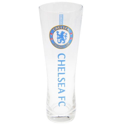 Chelsea FC Official Wordmark Football Crest Peroni Pint Glass (One Size) (Clear/Blue) Chelsea FC Official Wordmark Football Crest Peroni Pint Glass (One Size) (Clear/Blue)