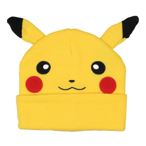 Bioworld Pokemon Beanie Pikachu Embroidered Character Face Cuffed Knit Beanie Hat Cap for Men and Women Yellow Bioworld Pokemon Beanie Pikachu Embroidered Character Face Cuffed Knit Beanie Hat Cap for Men and Women Yellow