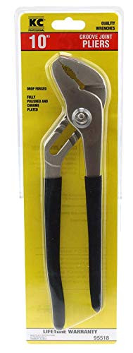 10" Groove Joint Pliers, Drop Forged Steel, Polished, Chrome Plated, Insulated Cushion Grip