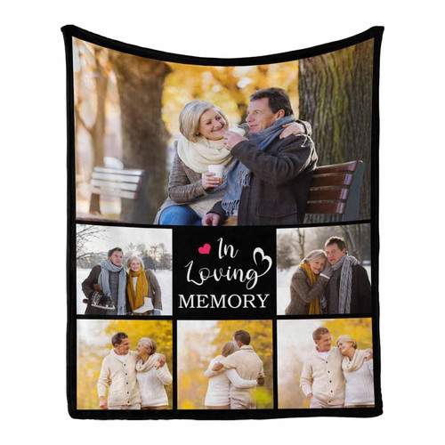 LOSARON Customized Memorial Blanket with Photo Custom Personalized Blanket for Lost of Loved Ones Mom Dad Grandma Grandpa Memory Picture Blanket