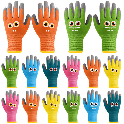 12 Pairs Kids Garden Gloves Children Gardening Gloves Rubber Coated Yard Work Gloves for Toddlers Boys Girls (Small (Age 3-5))