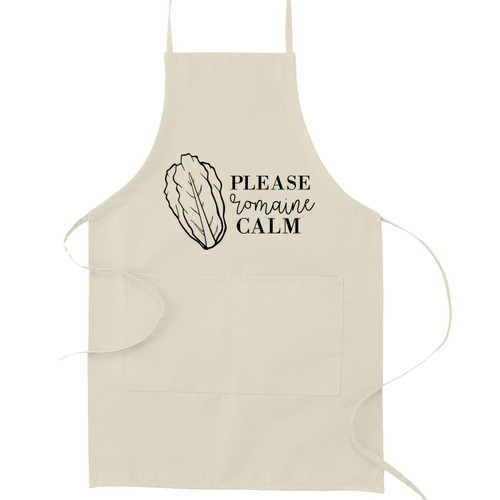 Decal Serpent Please Romaine Calm Lettuce Pun Funny Parody Cooking Baking Kitchen Apron - Natural