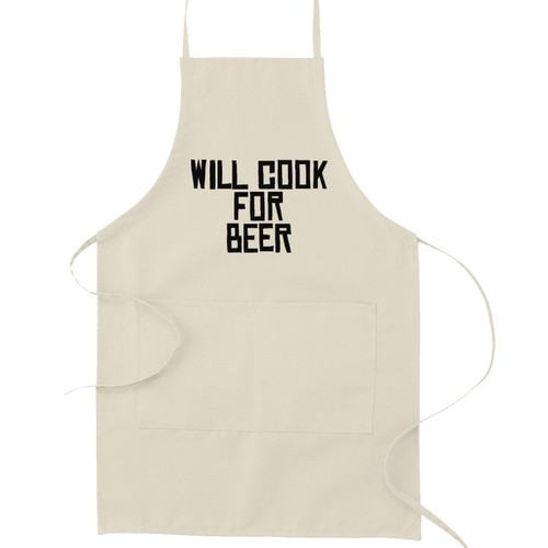 Decal Serpent Will Cook for Beer Funny Parody Cooking Baking Kitchen Apron - Natural