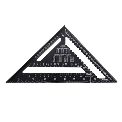 HELYZQ 7/12Inch Aluminium Triangular Measuring Ruler Woodworking Carpenter Square Angle